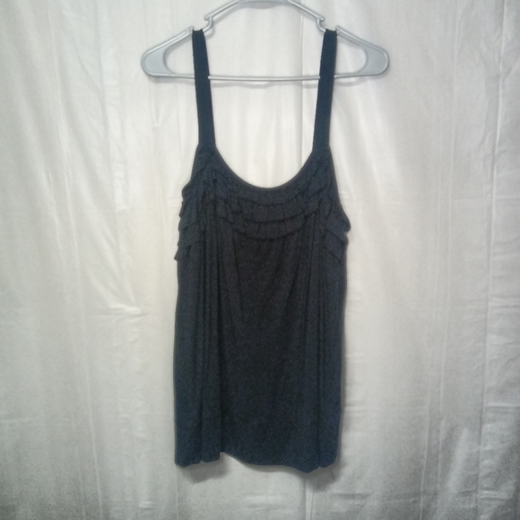LANE Bryant Tank Top Solid Black Ruffle Detail Strappy Breathable Plus Sz 18/20 - Picture 1 of 6